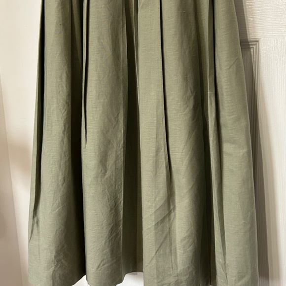 Vintage Laura Ashley Sage Green Linen Cotton Blend Pleated Dress - Picture 4 of 8